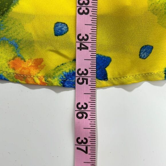 “C” Round Neck Sleeveless Flowered MIDI Dress. Yellow & Blue. Size Medium - Picture 7 of 8